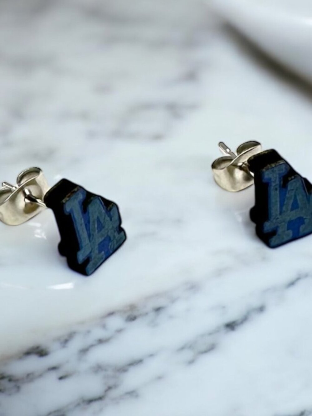 LA Dodgers Earrings | Wood Laser Engraved